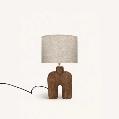 Lampe de table Lampedusa 49 cm en bois de manguier et lin