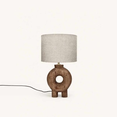 Lampe de table Lampedusa 51 cm en bois de manguier et lin