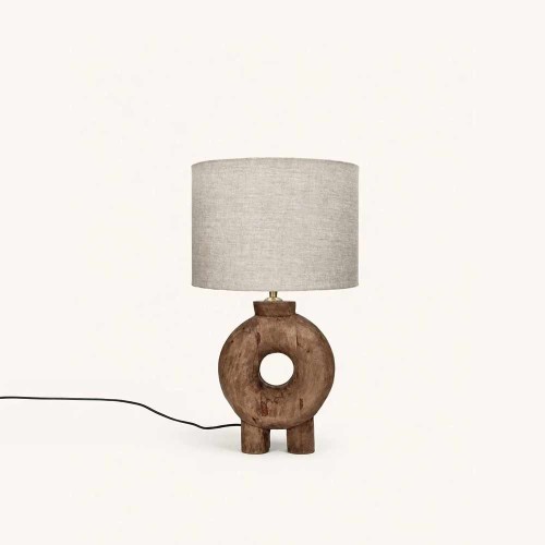 Lampe de table Lampedusa 51 cm en bois de manguier et lin