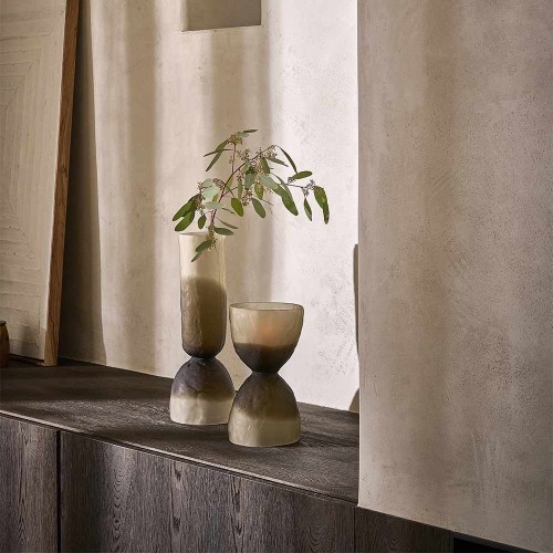 Vase/photophore Diabolo Smoke mat 15 cm en verre