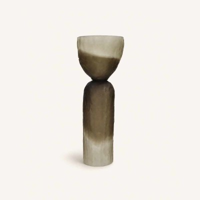 Vase Diabolo Smoke mat 44 cm en verre
