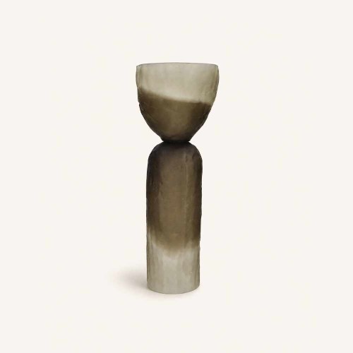 Vase Diabolo Smoke mat 44 cm en verre