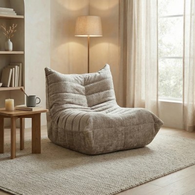 Fauteuil lounge crème modulable – Assise boneless en mousse