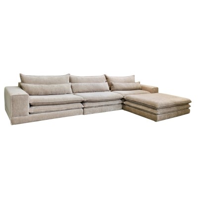 Canapé modulable 6 places avec pouf Tan 392 cm