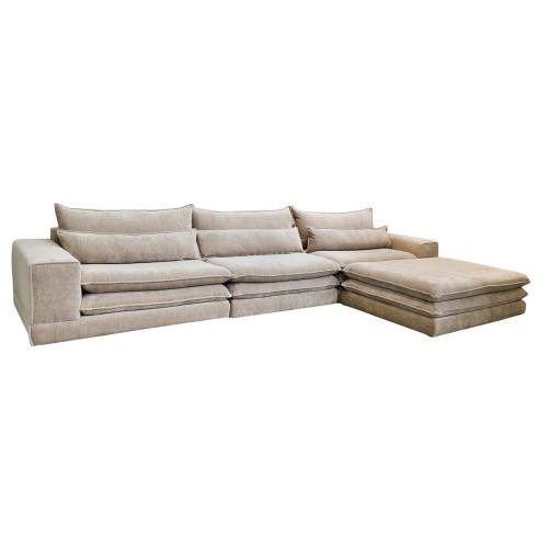 Canapé modulable 6 places avec pouf Tan 392 cm