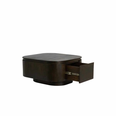 Table basse RYMA en bois brun chocolat avec tiroir – 80 x 80 x 40 cm 2