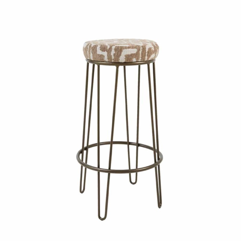 Tabouret de bar ALICE vert-gris, beige et bronze – H73 cm