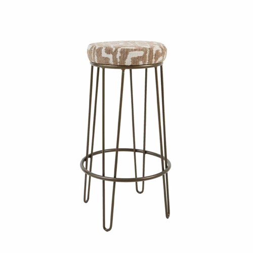 Tabouret de bar ALICE vert-gris, beige et bronze – H73 cm