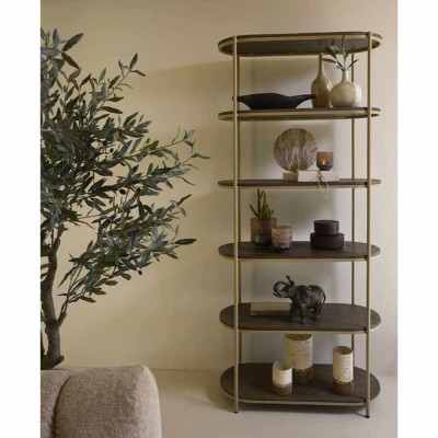 Bibliothèque ouverte QIO 90x200 cm – Bois brun et beige mat 2