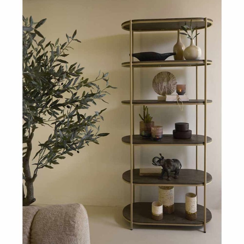 Bibliothèque ouverte QIO 90x200 cm – Bois brun et beige mat