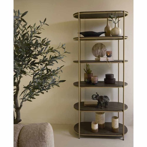 Bibliothèque ouverte QIO 90x200 cm – Bois brun et beige mat
