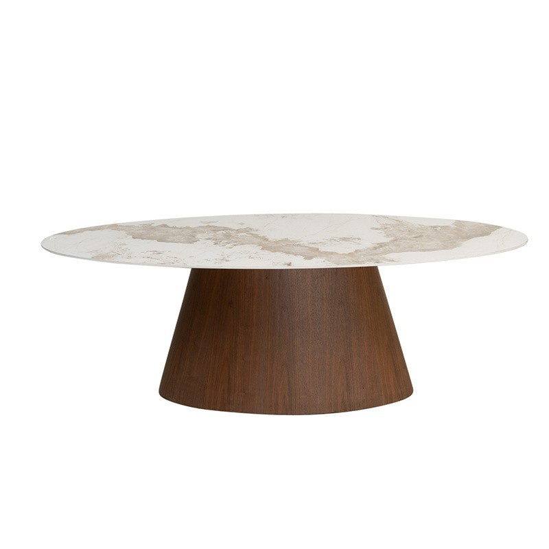 Table à manger 220 cm – Plateau effet marbre en céramique