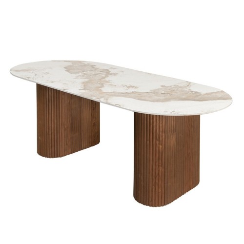 Table à manger 220 cm effet marbre – Plateau céramique rectangulaire