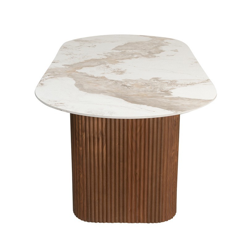Table à manger 220 cm effet marbre – Plateau céramique rectangulaire
