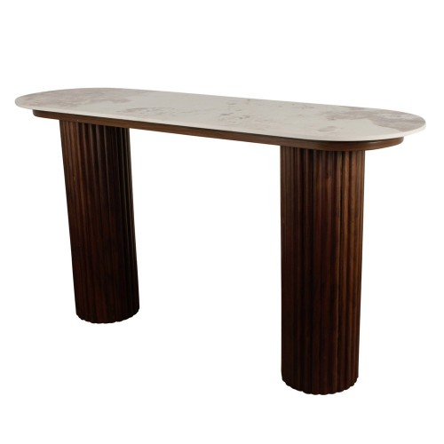 Table d’appoint 130 cm – Marbre céramique et noyer plaqué