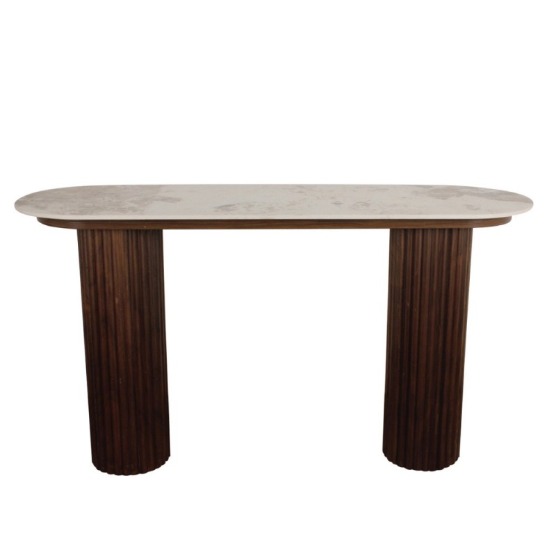Table d’appoint 130 cm – Marbre céramique et noyer plaqué