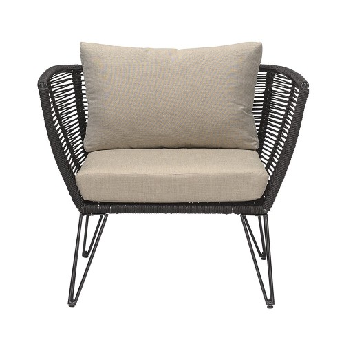 Mundo rope armchair black & taupe Bloomingville