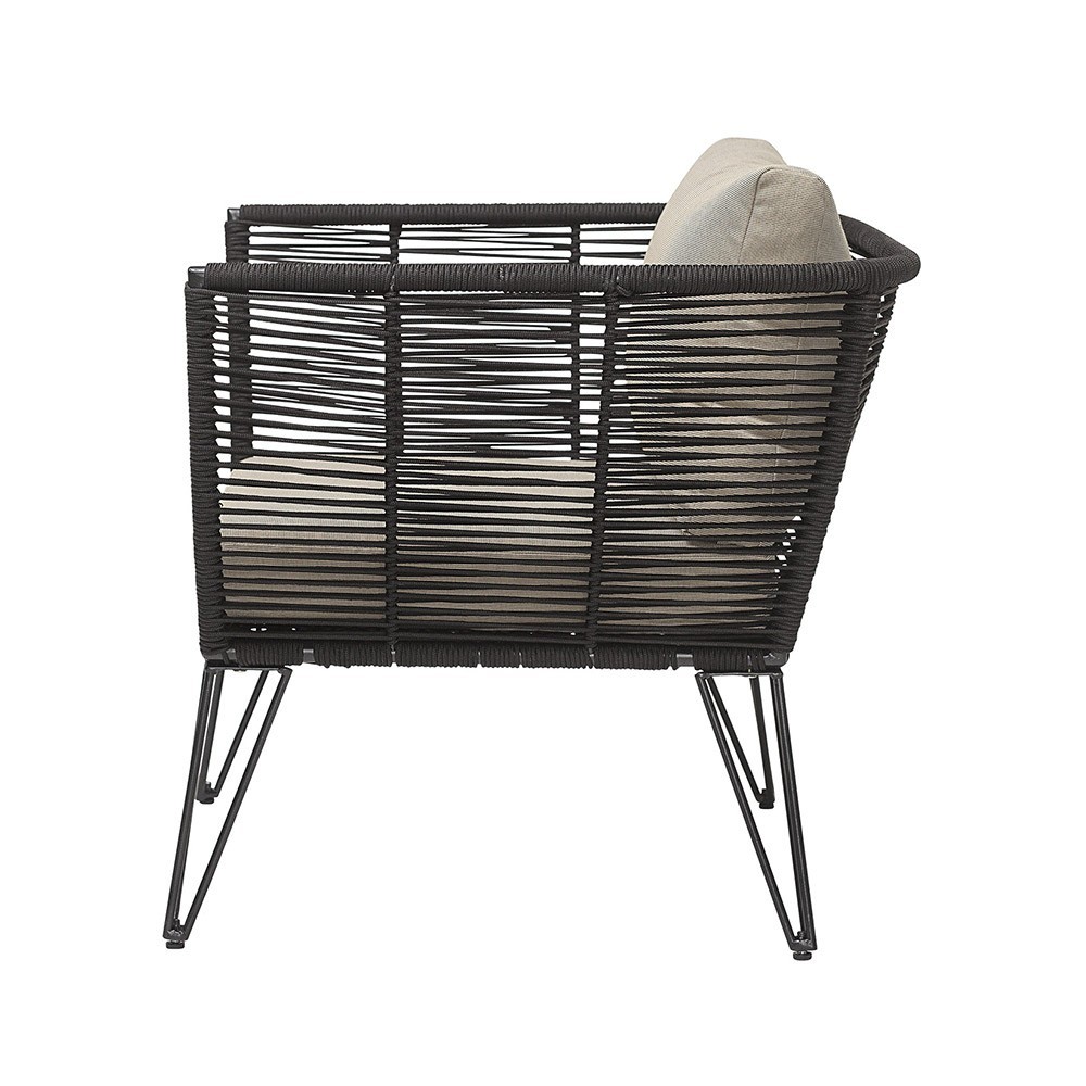 Mundo rope armchair black & taupe Bloomingville