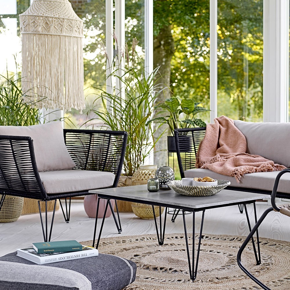 Mundo rope armchair black & taupe Bloomingville