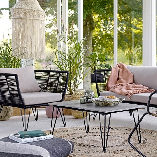 Mundo rope armchair black & taupe Bloomingville