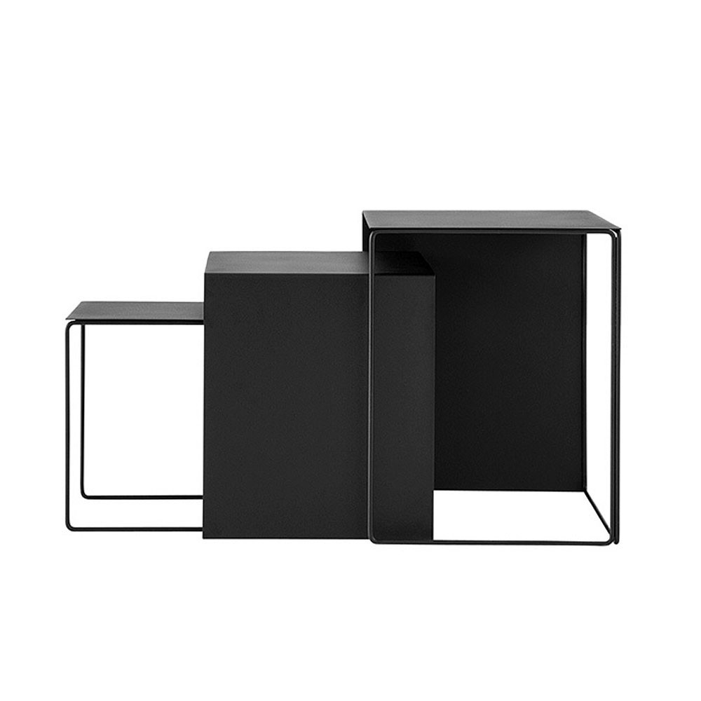 Set van 3 zwarte Cluster salontafels Ferm Living