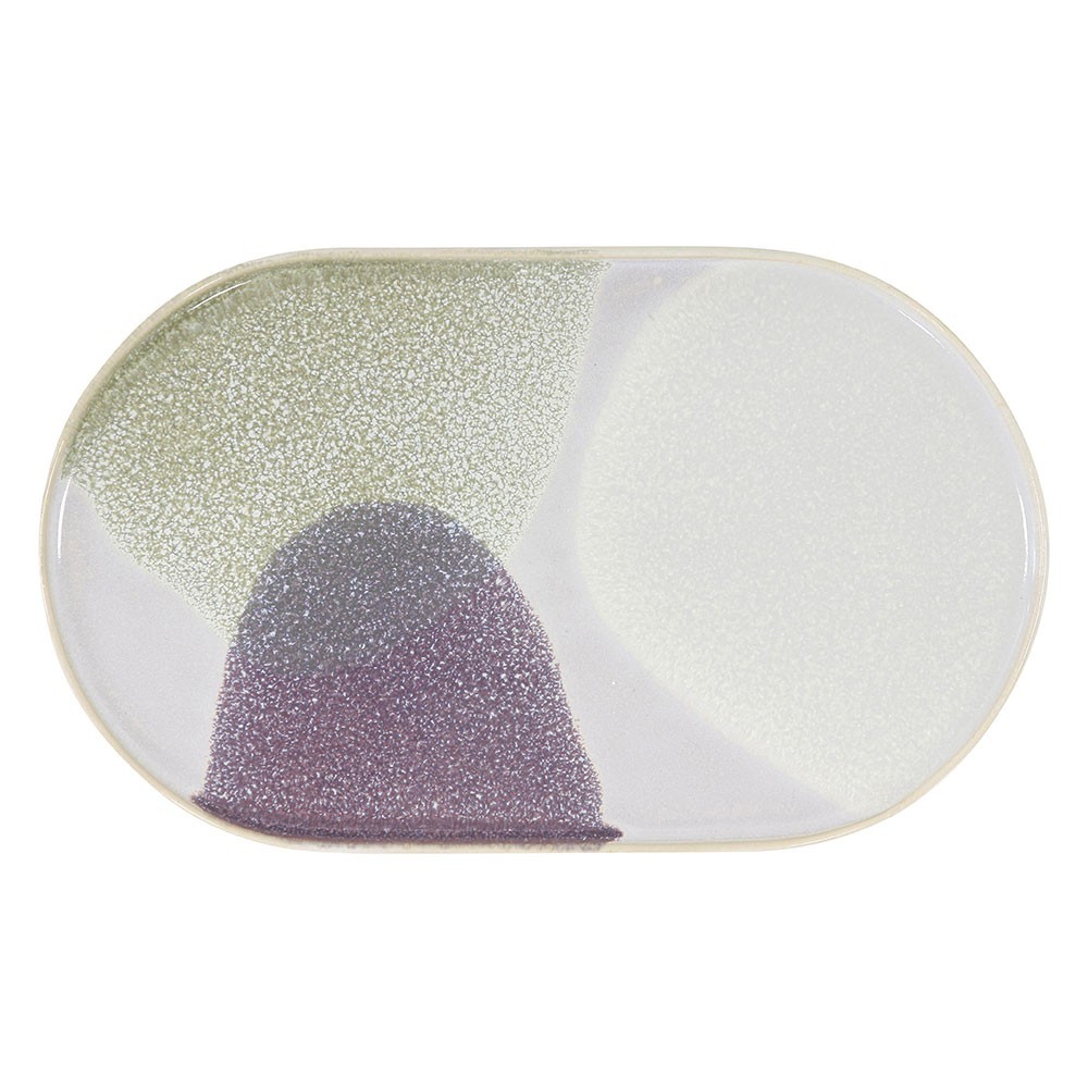 Gallery oval side plate L green & lilac HKliving