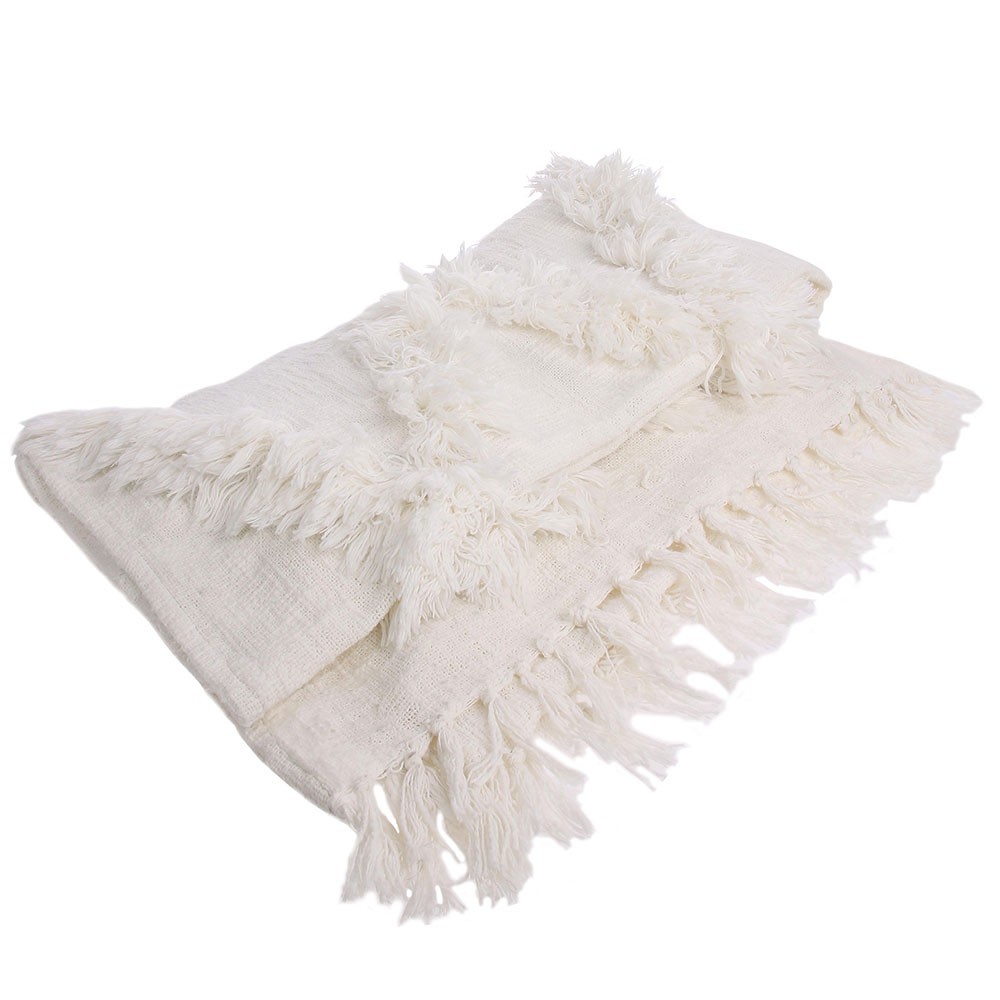 White fringe throw HK Living