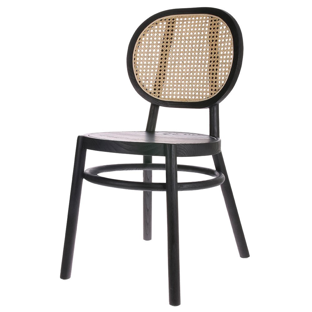 Retro Stuhl aus Zuckerrohr & schwarzem Holz HKliving