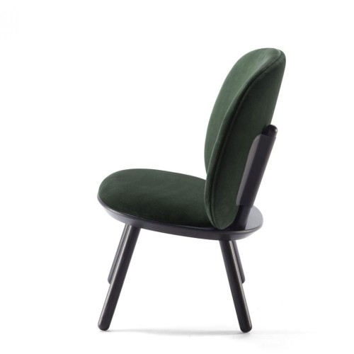 Chaise basse Naïve velours vert bouteille Emko