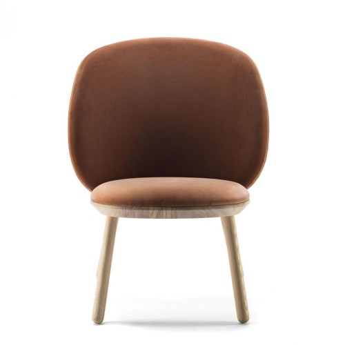 Naïeve lage stoel terracotta fluweel Emko