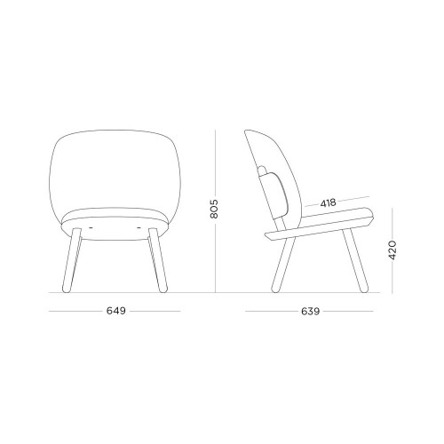 Silla baja naïve terciopelo terracota Emko