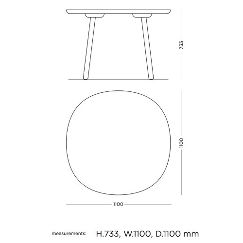 Mesa de comedor naïve fresno natural Ø110cm Emko