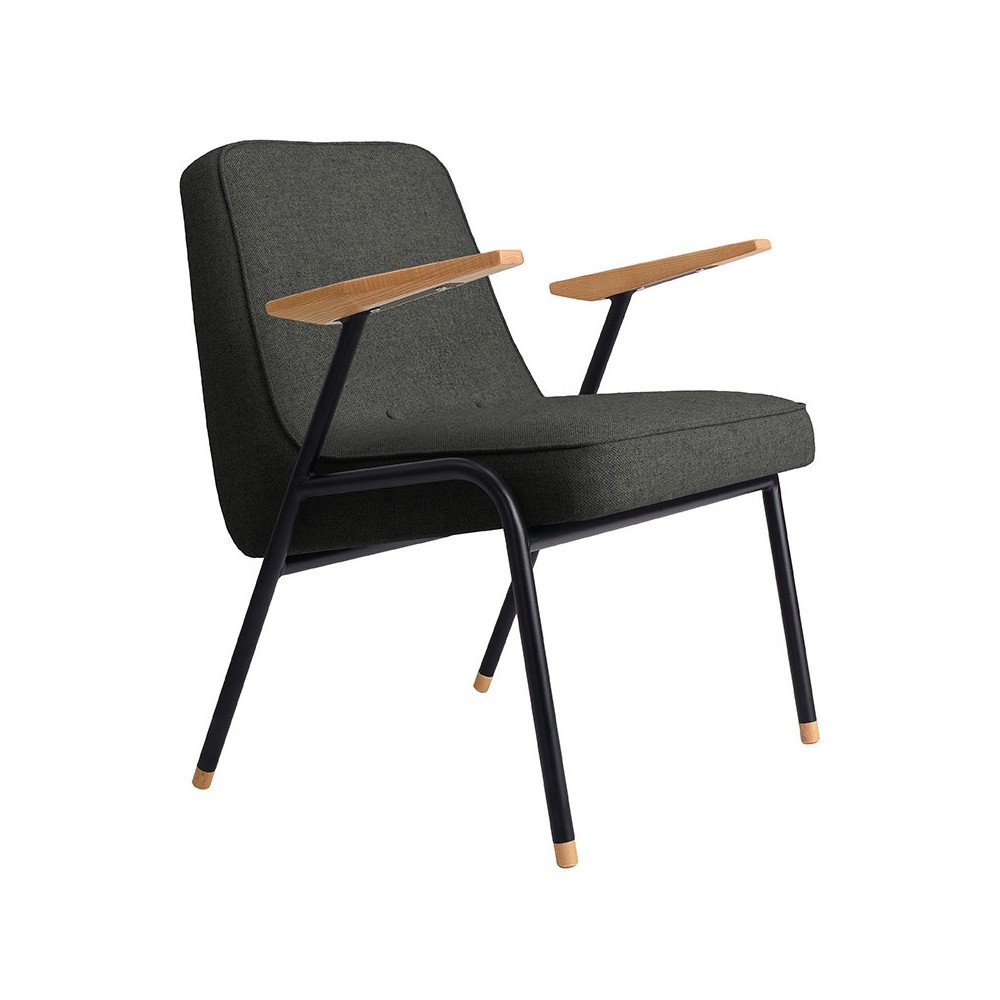 366 Metalen fauteuil van grijze en zwarte wol 366 Concept